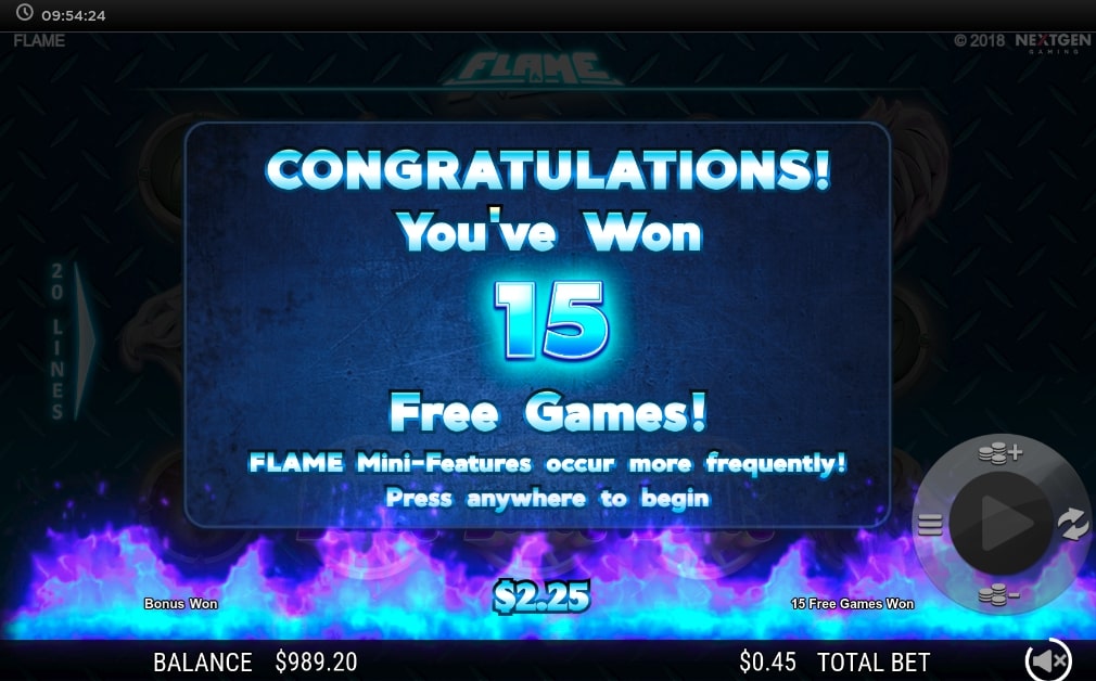 Flame Slot Game Free Spins Win